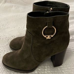 Tory Burch Olive Green Suede Booties size 10.5
